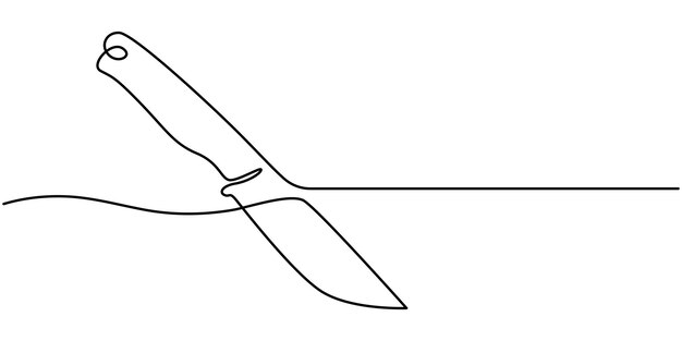 Dibujo continuo de una sola línea Icono de cuchillo de cocina Concepto de ilustración vectorial Cuchillo de corte