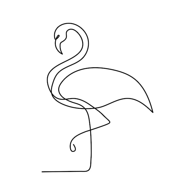 Dibujo continuo de una sola línea icono negro de flamenco arte vectorial de contorno