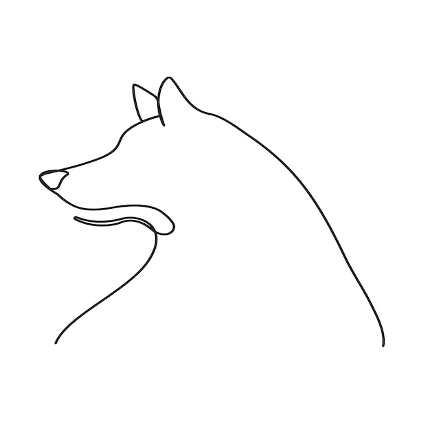Dibujo continuo de una sola línea de la ilustración artística vectorial del contorno del perro
