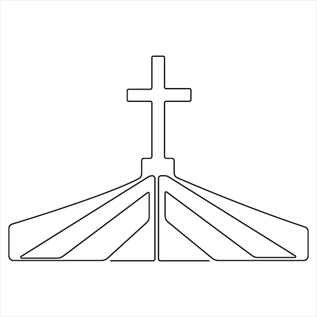 Dibujo continuo de una sola línea de ilustración de vector de arte de esquema de oración cristiana