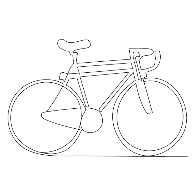 Dibujo continuo de una sola línea de ilustración de vector de contorno de bicicleta clásica