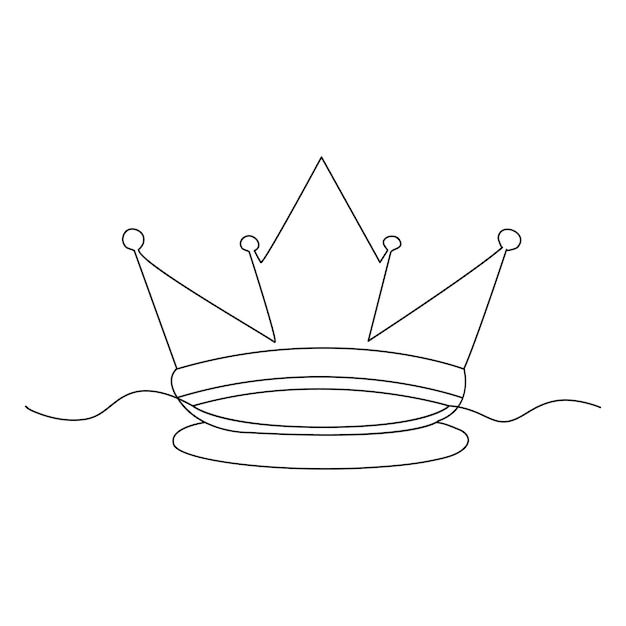 Vector dibujo continuo de una sola línea de la ilustración vectorial del contorno de la corona del rey