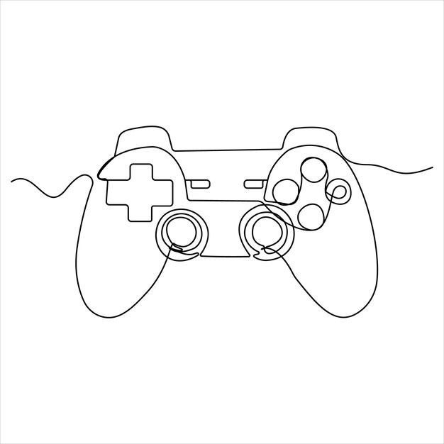 Vector dibujo continuo de una sola línea de joysticks o gamepads del controlador de juego ilustración vectorial de arte de líneas