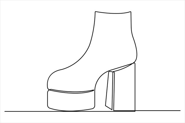 Dibujo continuo de una sola línea de mujeres de tacones altos hermosos zapatos de moda ilustración vectorial