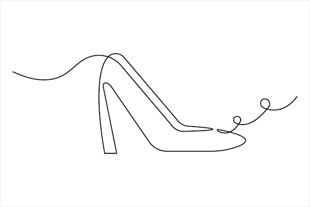 Dibujo continuo de una sola línea de mujeres de tacones altos hermosos zapatos de moda ilustración vectorial