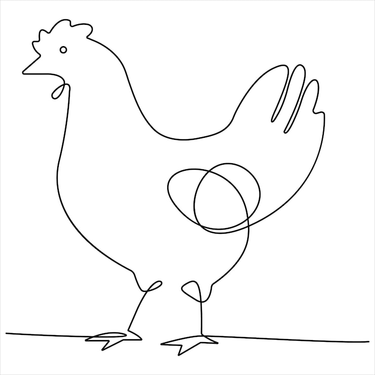 Vector dibujo continuo de una sola línea de pollo pollo gallina ilustración vectorial de diseño de arte de línea simple