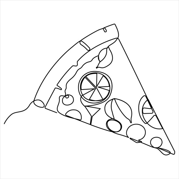 Dibujo continuo de una sola línea de una rebanada de pizza caliente concepto ilustración vectorial del día mundial de la comida