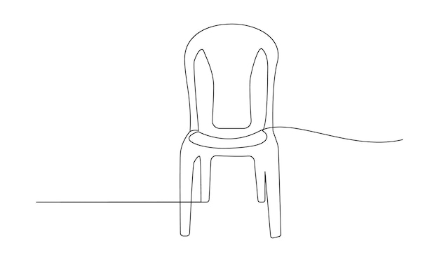 Dibujo continuo de una sola línea de una silla aislada sobre un fondo blanco concepto de decoración del hogar