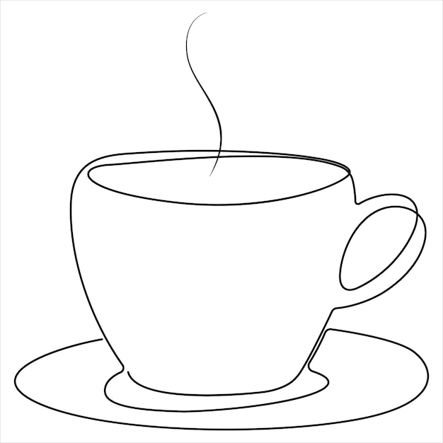 Dibujo continuo de una sola línea de una taza de café o té Dibujo de arte de una única línea de café Vector de boceto