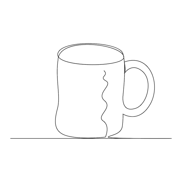 Dibujo continuo de una sola línea de taza estilizada de café capuchino dibujo de taza de arte vectorial