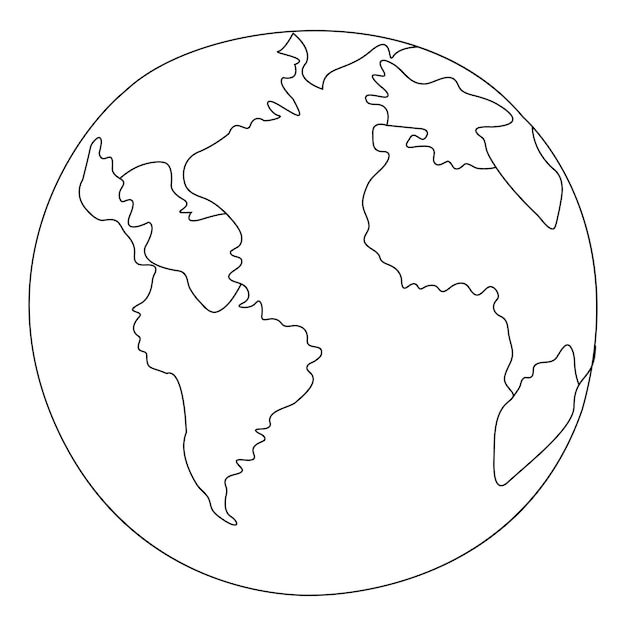 Dibujo continuo de una sola línea de la tierra global y concepto mundo ilustración vectorial del día de la tierra
