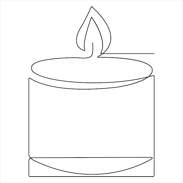 Dibujo continuo de una sola línea de vela aislado en fondo blanco de estilo minimalista vectorial