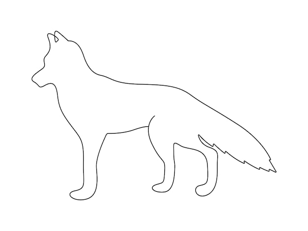 Dibujo continuo de una sola línea de zorro aislado en una ilustración vectorial de fondo blanco pro vector
