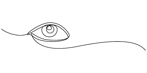 Dibujo continuo de un solo ojo de una línea Visión Icono de una sola línea Reconocimiento del iris Identificación