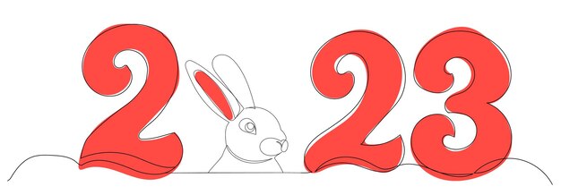 Dibujo de contorno de 2023 con una línea continua.