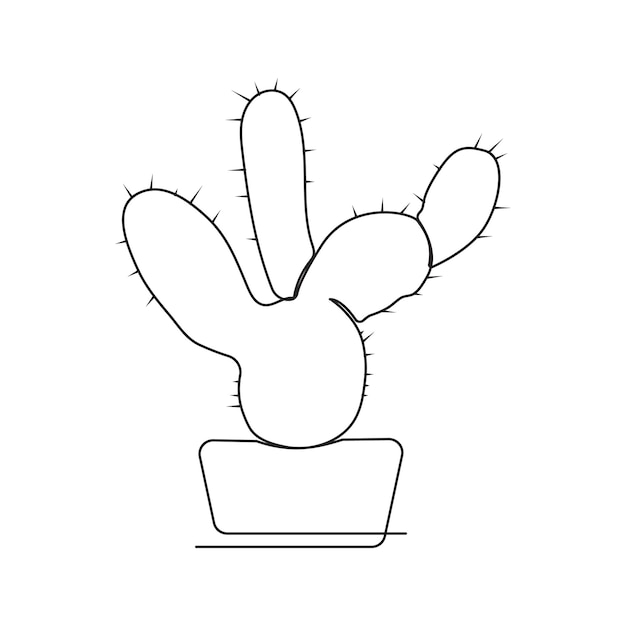 Dibujo de contorno de cactus de una sola línea continua Ilustración de arte vectorial Diseño aislado
