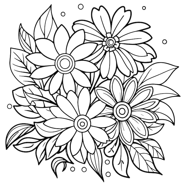 dibujo de contorno floral de lujo páginas de libro de colorear boceto de arte de línea