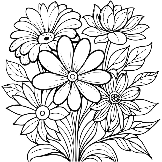 Vector dibujo de contorno floral de lujo páginas de libro de colorear boceto de arte de línea