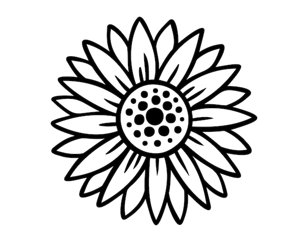 dibujo del contorno del girasol logotipo gráfico de la flor del sol dibujado a mano dibujado icono de garabateo decoración marco de pétalos de girasol