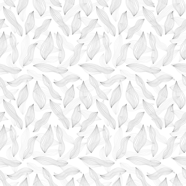 dibujo de contorno a mano de hojas patrón sin costuras fondo minimalista