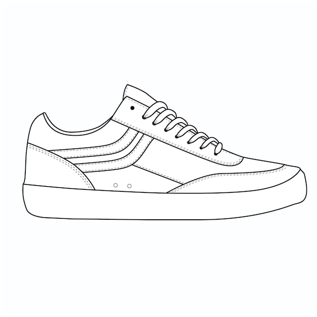 Dibujo de contorno de zapatillas dibujado en un diseño de plantilla de ilustración vectorial de estilo boceto