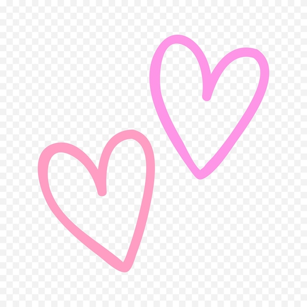 Dibujo de corazón dibujado a mano en fondo blanco