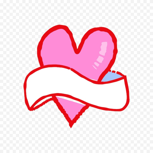 Dibujo de corazón dibujado a mano en fondo blanco