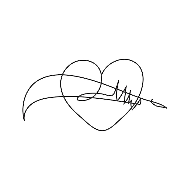 un dibujo de un corazón con una línea dibujada en él