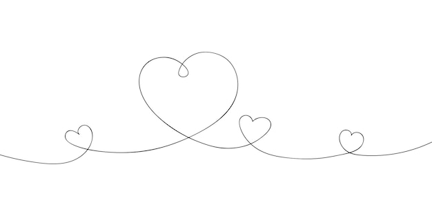 Un dibujo de corazón en una línea Ícono vectorial de corazones Ilustración vectorial