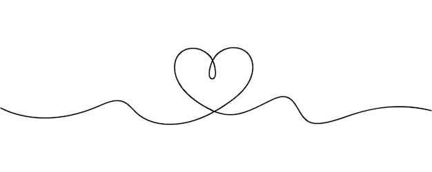 Dibujo de corazón simple hecho de una sola línea continua