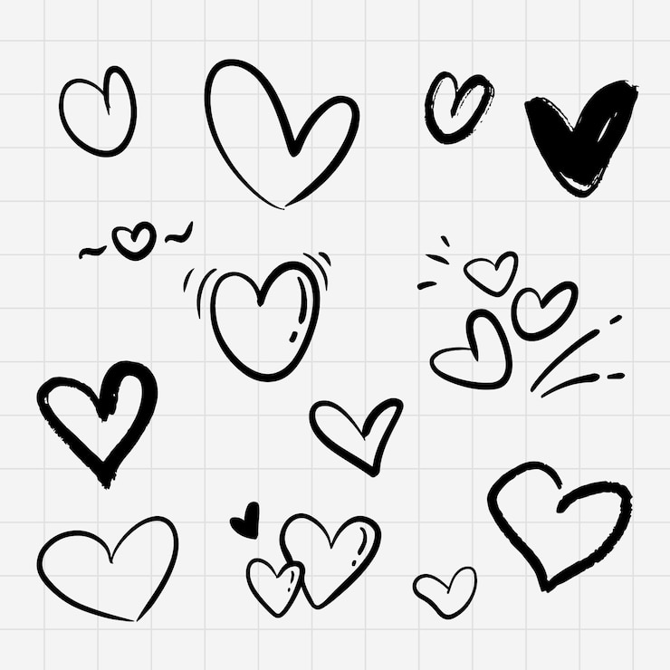 Vector un dibujo de corazones garabateado