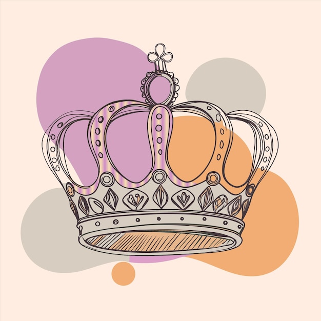 un dibujo de una corona con una corona en él