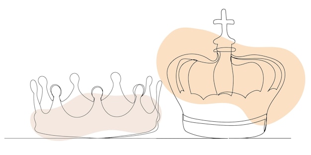 Dibujo de corona por un vector de línea continua