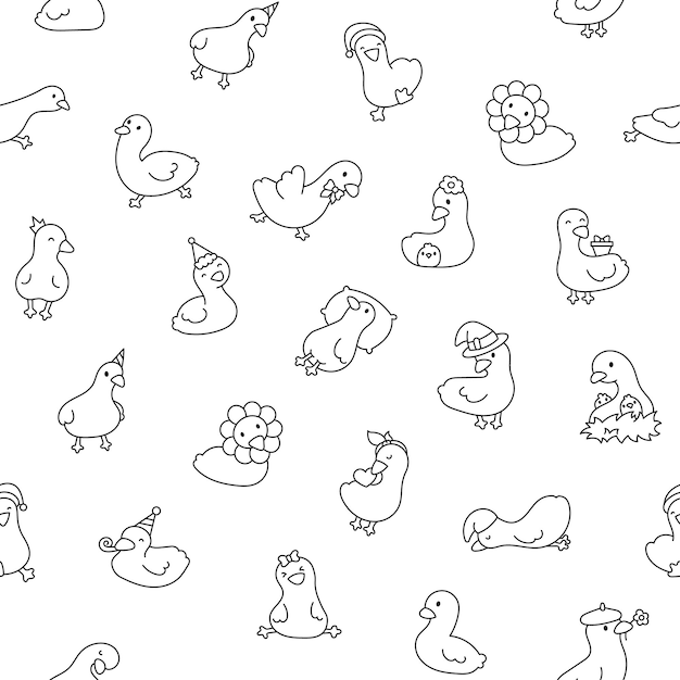 El dibujo sin costuras de un ganso lindo para colorear