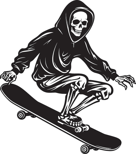 un dibujo de un cráneo en una patineta que tiene un cráneo