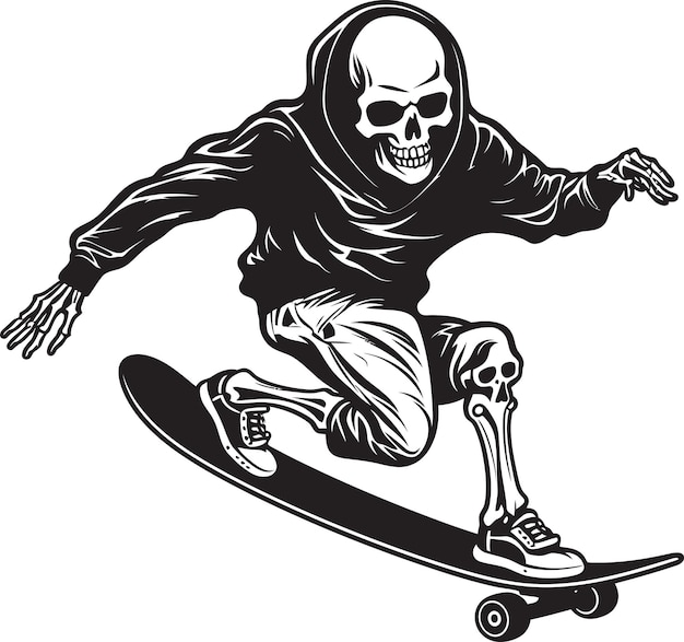 un dibujo de un cráneo y rodillas en una patineta