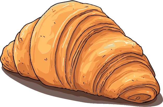 un dibujo de un croissant con un dibujado de un croisant en él