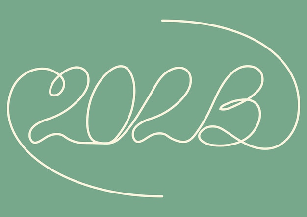 Dibujo de croquis de la inscripción 2023 en una línea sólida continua Estilo de fecha lineal