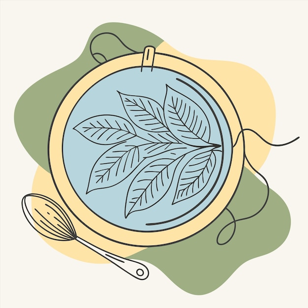 un dibujo de una cuchara y una cuchara con una hoja en ella
