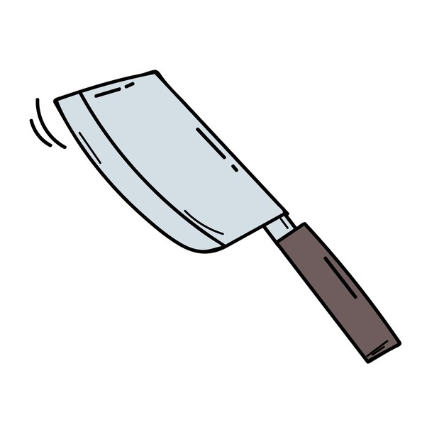 Dibujo de un cuchillo de cocina sobre un fondo blanco Concepto de cocción de alimentos El icono de la línea de apretón de manos