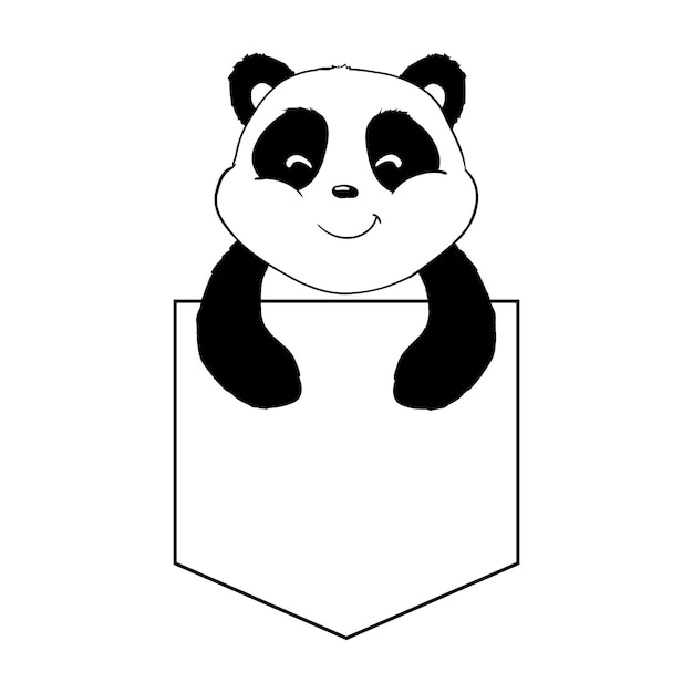 Dibujo de cuerpo completo de panda gigante estilizado. Diseño de logotipo o icono de oso panda simple. Ilustración de vector de blanco y negro.