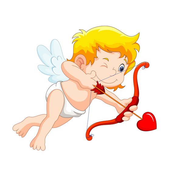 un dibujo de un cupido con un corazón y una flecha