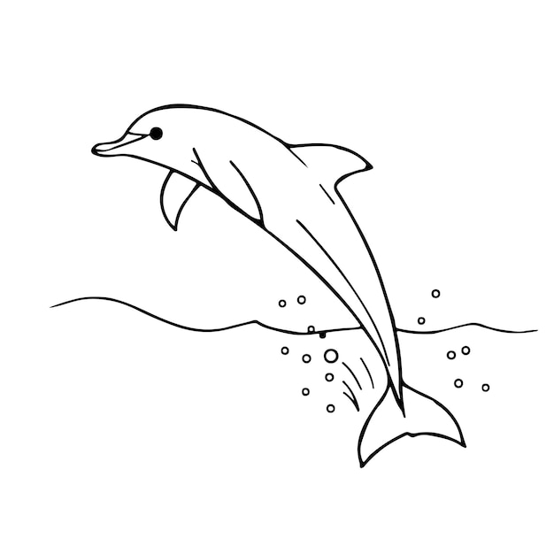 un dibujo de un delfín y la palabra delfín en el agua