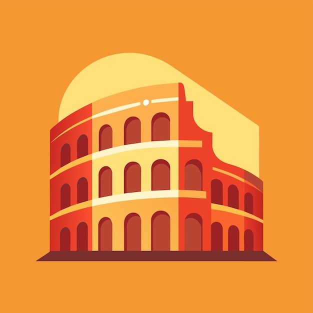 Dibujo detallado de un gran edificio con múltiples arcos Un logotipo minimalista del Coliseo de Roma Diseño de logotipo vectorial moderno minimalista y simple