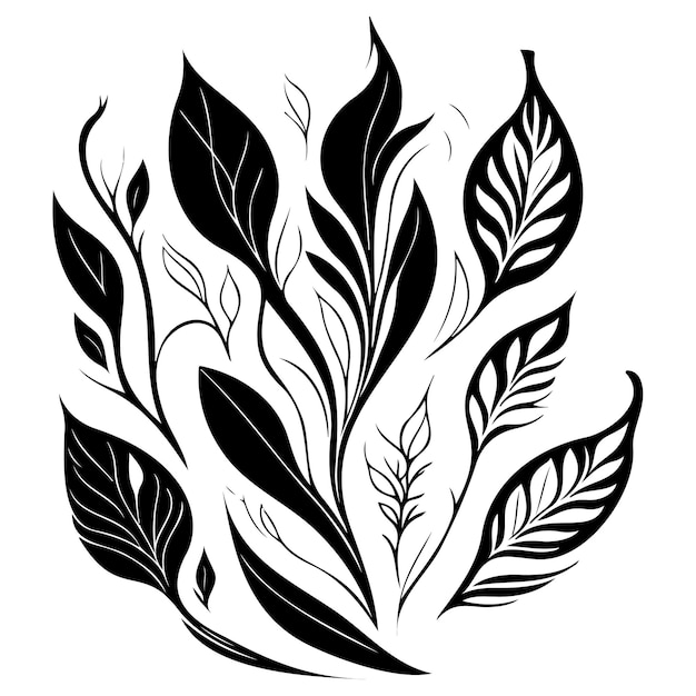 Vector dibujo de dibujo ilustrativo de art nouveau leaf elements