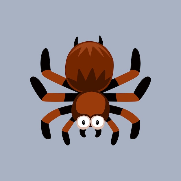 Un dibujo de dibujos animados de una araña tarántula con ojos y un contorno negro en la parte inferior