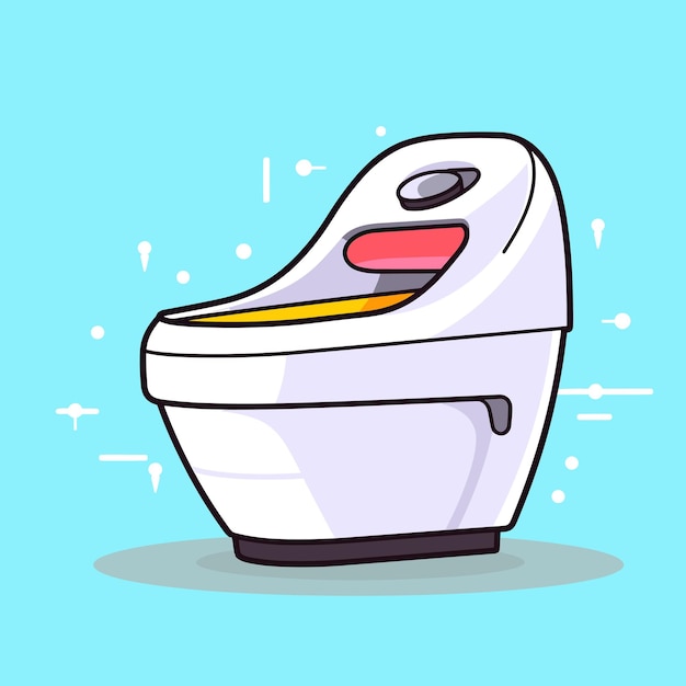 Vector un dibujo de dibujos animados de un baño con una cara sonriente en él