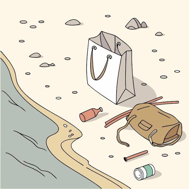 un dibujo de dibujos animados de una bolsa con una bolsa en ella