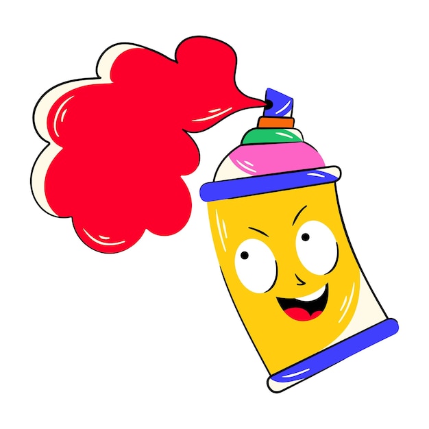 Un dibujo de dibujos animados de una botella de spray con una burbuja roja en el medio.