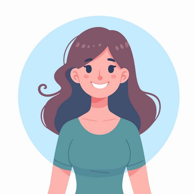 Vector un dibujo de dibujos animados de una chica con cabello largo